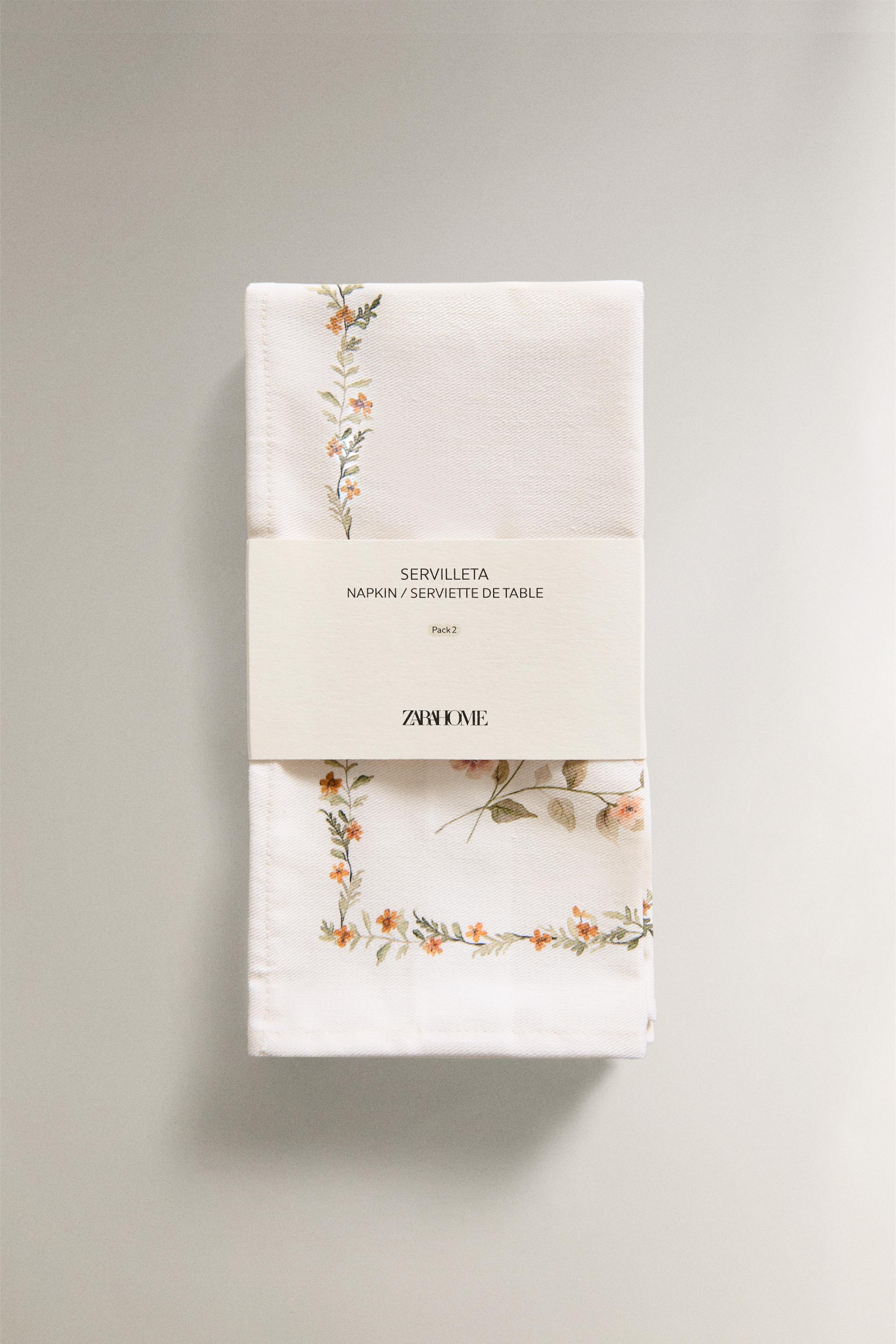 SERVIETTE DE TABLE IMPRIMÉ FLORAL (LOT DE 2)